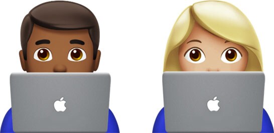Emoji people working on laptops